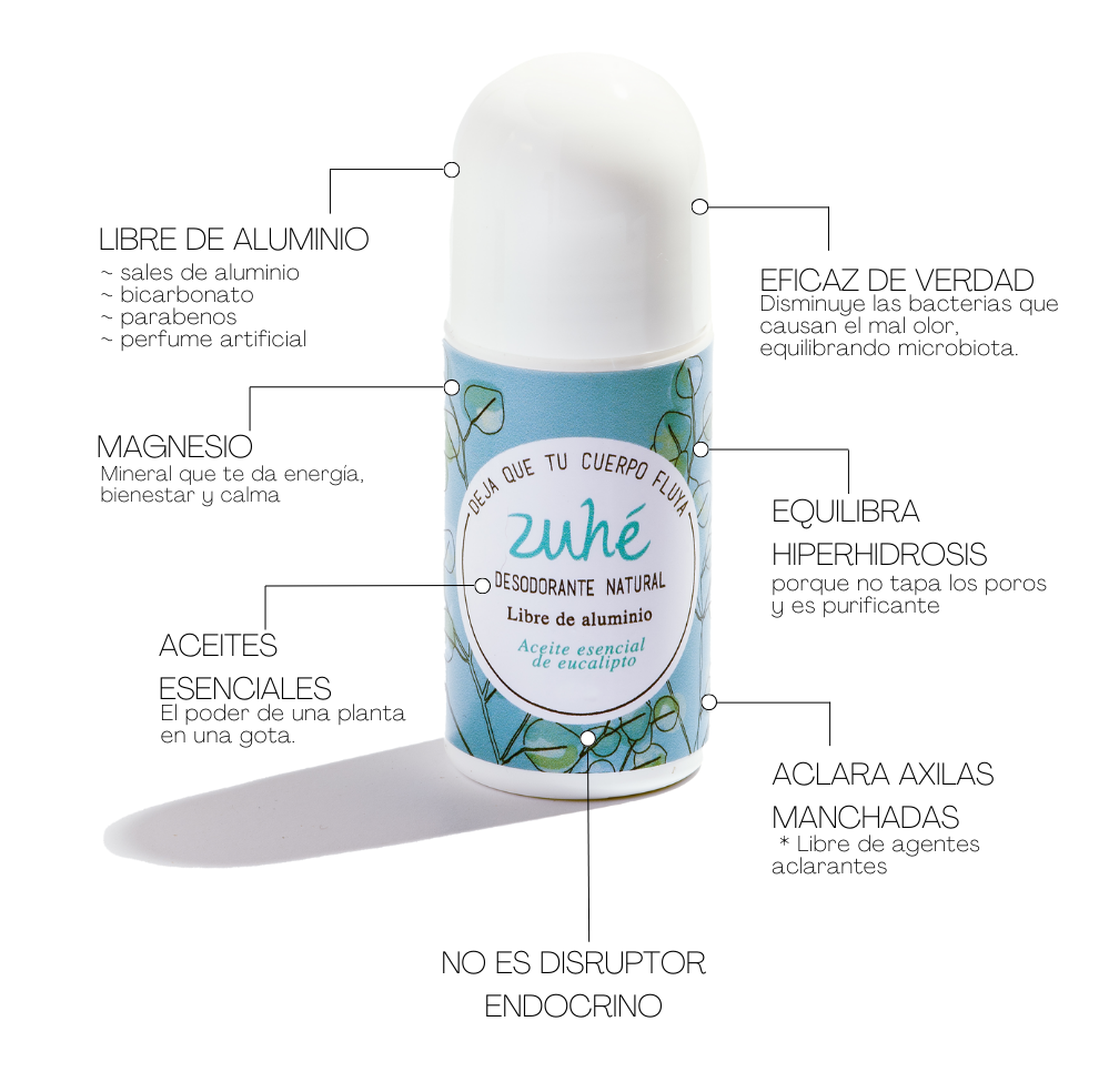 desodorante natural zuhe eucalipto ideal para sudoración excesiva